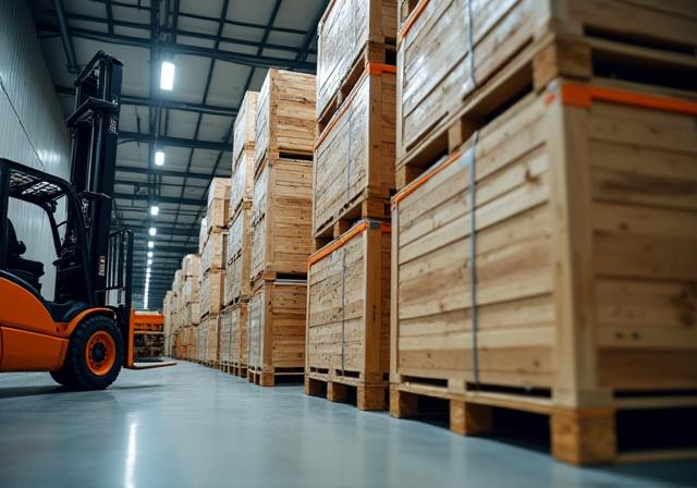 Heavy b2b freight pallet being loaded