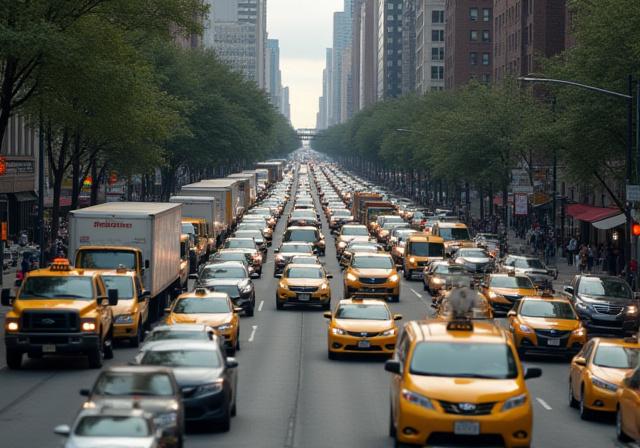 Heavy traffic on Grand Avenue New York